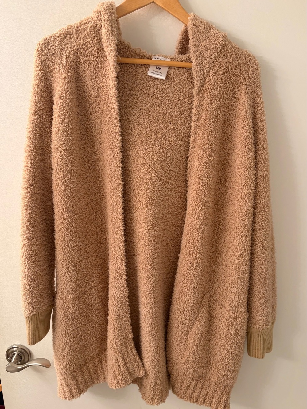 Serra Plush Open-Front Cardigan - Camel/Tan